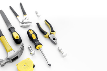 Tools for repairing top view on white background