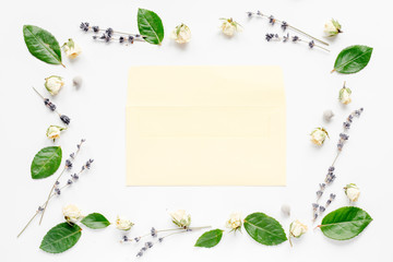 calligraphy floral pattern top view mock up