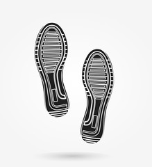 pair footprints of classic sneakers, vector, illustration,