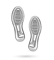 pair footprints of classic sneakers, vector, illustration,