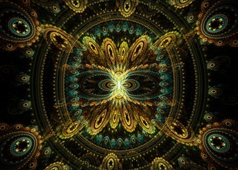 Abstract Fractal Filigreed  Pattern on Black  Background - Fractal Art