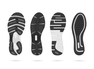 Collection footprints of classic sneakers, vector, illustration