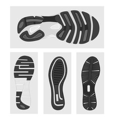 Collection footprints of classic sneakers, vector, illustration