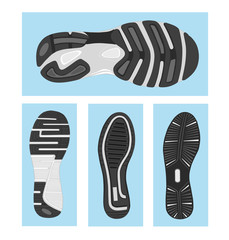 Collection footprints of classic sneakers, vector, illustration