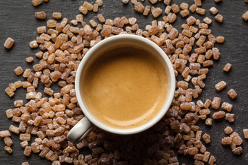 Cup of coffee with sugar
