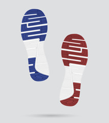 pair footprints of classic sneakers, vector, illustration,