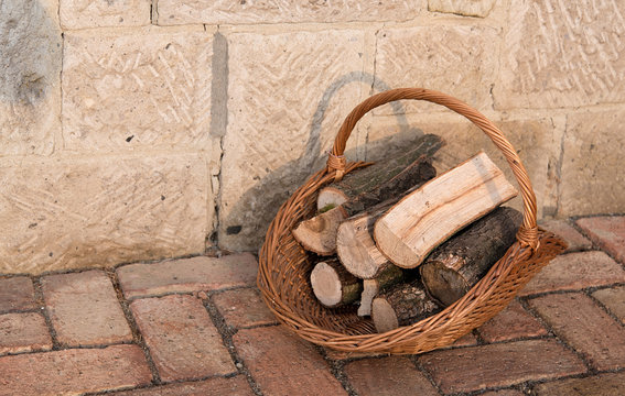 Firewood in basket