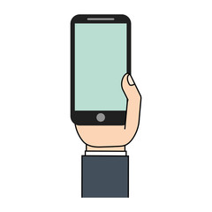 mobile phone in hand green screen icon vector illustration eps 10