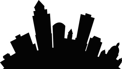 Cartoon skyline silhouette of the city of Des Moines, Iowa, USA.