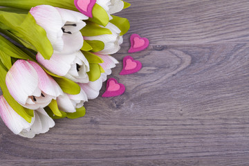 Beautiful tulips and hearts