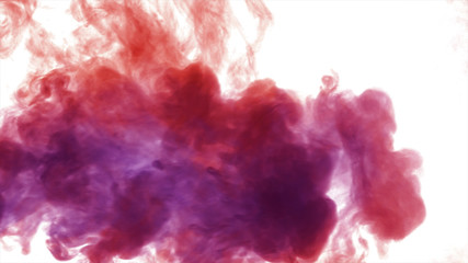 Colorful thick smoke on a white background isolated