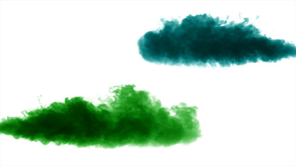 Colorful thick smoke on a white background isolated