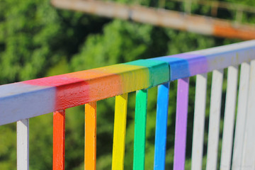 LGBT flag on brick wall background