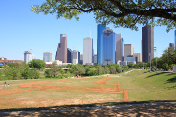Fototapeta premium View of downtown Houston city, Texas in a beautiful sunny day