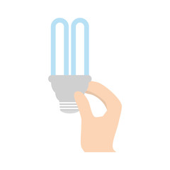 hand holding bulb saving energy light vector illustration eps 10