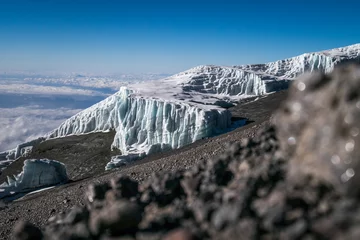 Foto auf gebürstetem Alu-Dibond Kilimandscharo Gletscher auf dem Kilimandscharo, Tansania