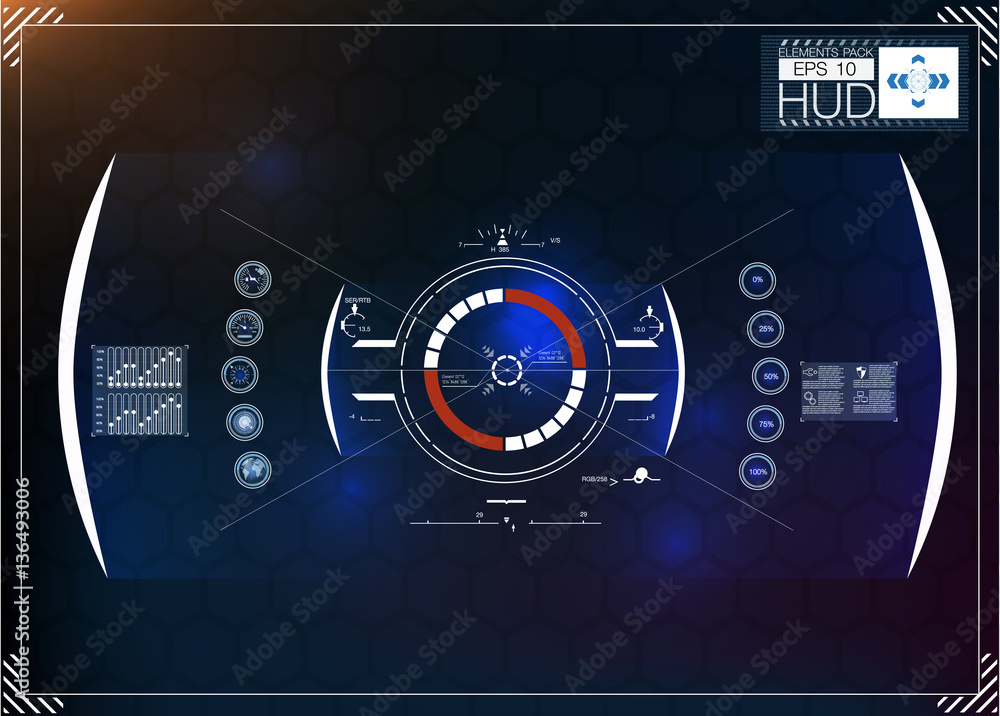Aufkleber hud background. dashboard spacecraft. the sight is fantastic. futuristic user interface. abstract fu