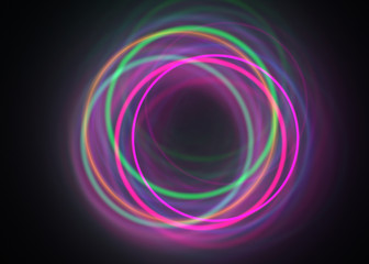 Neon Shining Rings - Fractal Art
