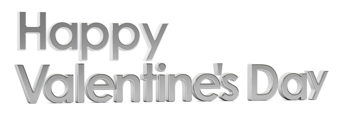 Happy Valentine's day silver inscription, 3D rendering