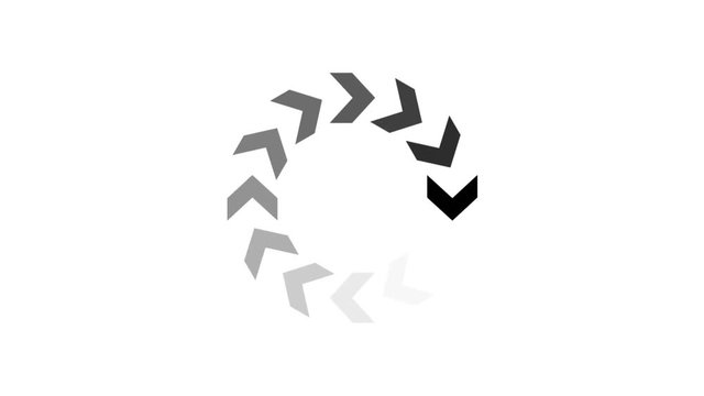 animation - loading circle arrow icon on white background with alpha channel. 4K video.