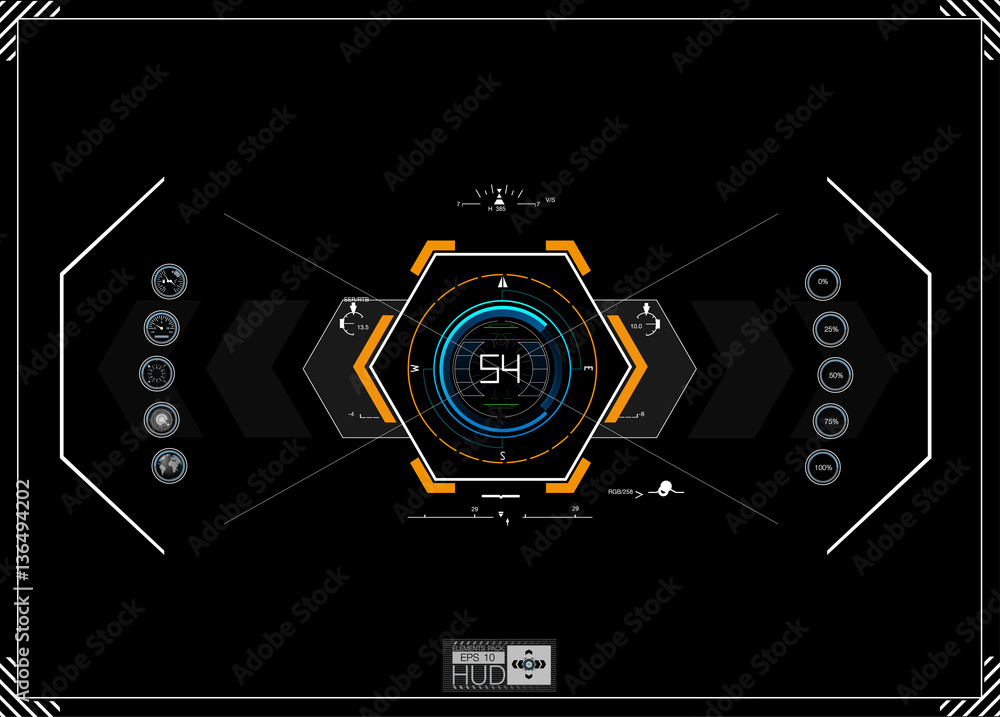 Aufkleber hud background. dashboard spacecraft. the sight is fantastic. futuristic user interface. abstract fu