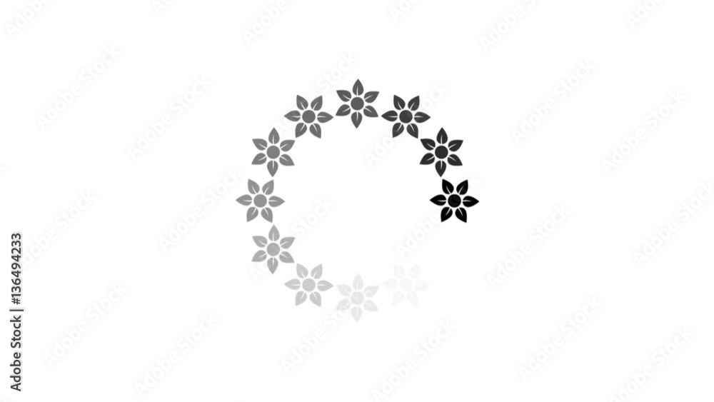 Poster animation - loading circle flower icon on white background with alpha channel. 4k video.