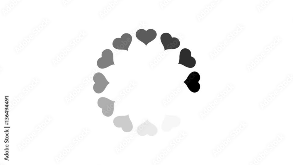 Poster animation - loading circle heart icon on white background with alpha channel. 4k video.