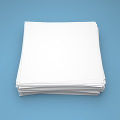 Stack of stick note (white paper) on blue background