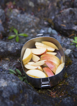Fototapeta Sliced apples in lunchbox