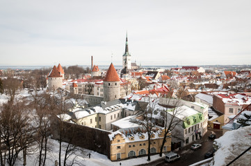 View winter panorama of old Tallinn
