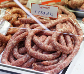 detail of luganega at market