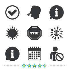 Information icons. Stop prohibition symbol.