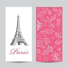 vector mock up of a greeting card with eiffel tower