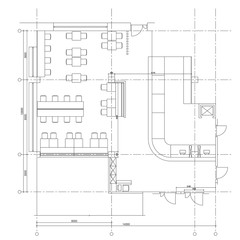 Standard cafe furniture symbols on floor plans