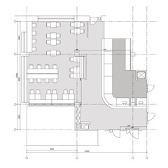 Standard cafe furniture symbols on floor plans