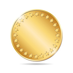 vector illustration of a blank golden coin on white background