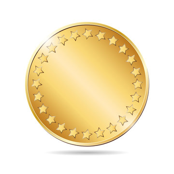 Vector Illustration Of A Blank Golden Coin On White Background