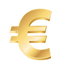 vector illustration of a golden euro sign on white background