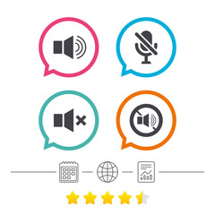 Player control icons. Sound, microphone and mute.