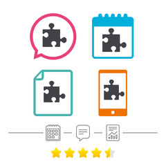 Puzzle piece sign icon. Strategy symbol.