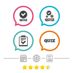 Quiz icons. Checklist with check mark symbol.