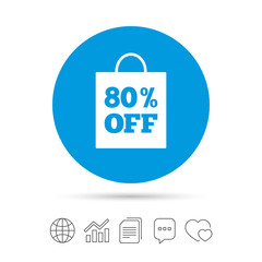 80 percent sale bag tag sign icon.