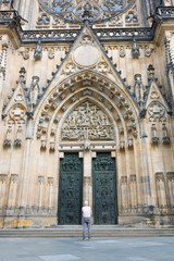 Old Man Admire the decorations of the Cathedral of St. Vitus