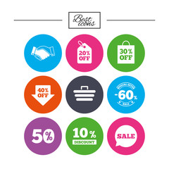 Sale discounts icon. Shopping, deal signs.