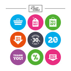 Sale discounts icon. Shopping, deal signs.