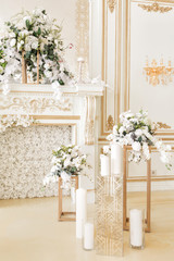 Luxurious vintage interior with fireplace in the aristocratic style