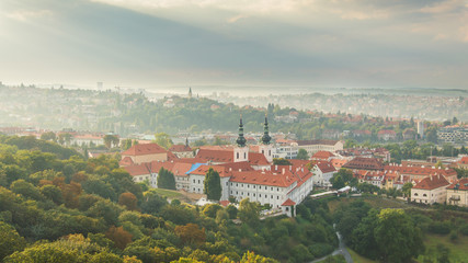 Fototapeta premium Prague, panorama of the city from Petrin lookout tower