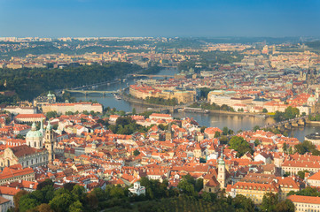 Fototapeta na wymiar Prague, panorama of the city from Petrin lookout tower