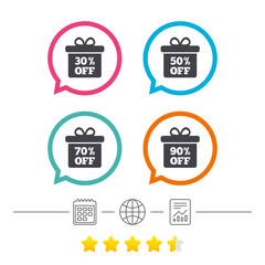 Sale gift box tag icons. Discount symbols.