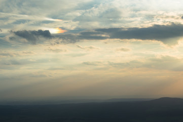 Fototapeta premium Circumzenithal arc cold night in the mountains at sunset